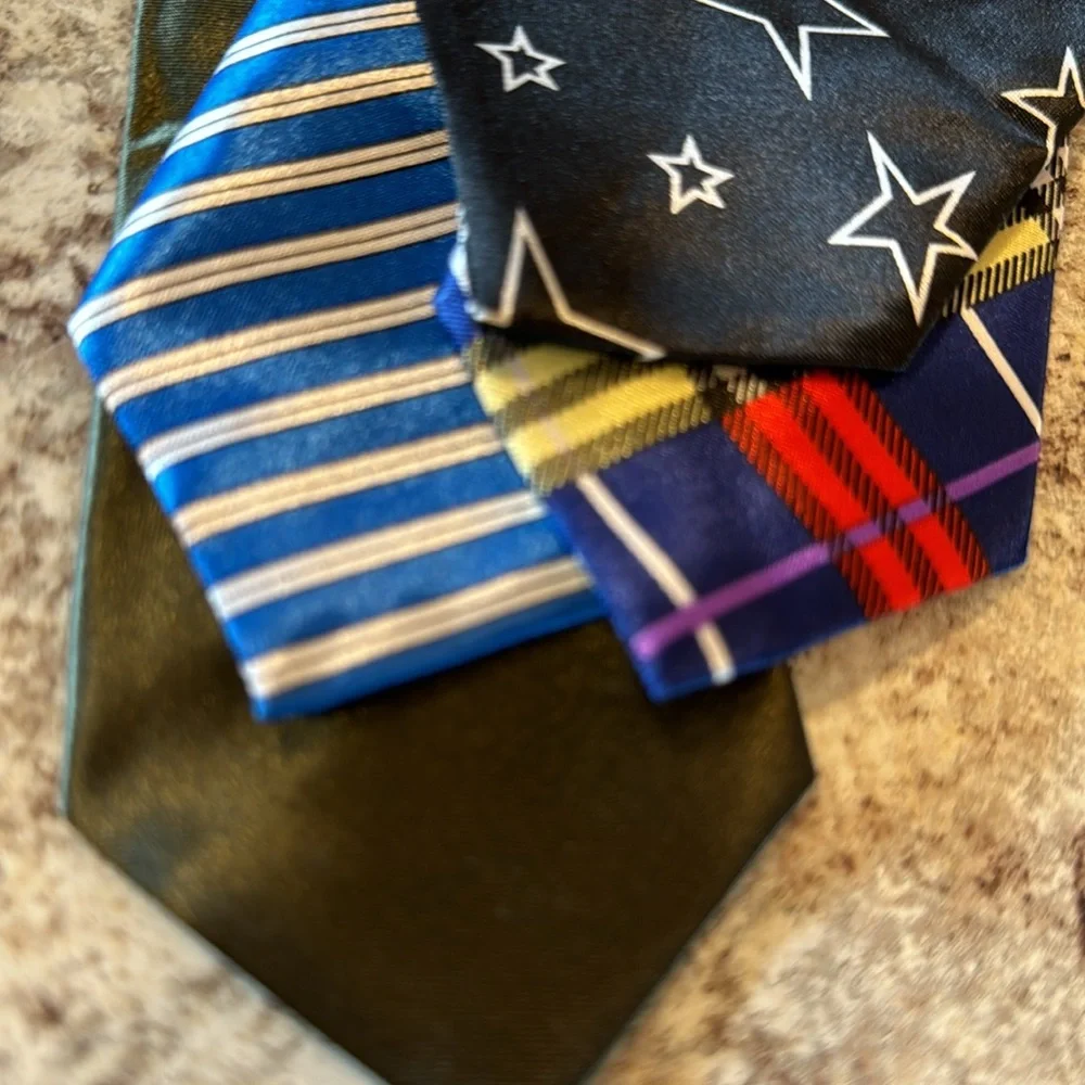 NWOT 10 inch unisex ties set of 4. Attached elastic cord goes under the collar